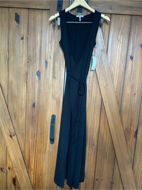 NWT three dots ribbed wrap dress maxi